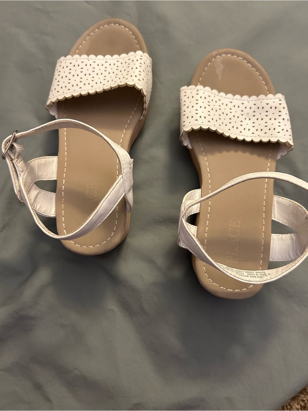 The Children's Place White Scalloped Laser-Cut Girls' Sandals